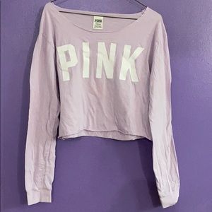 purple cropped long sleeve tshirt Pink